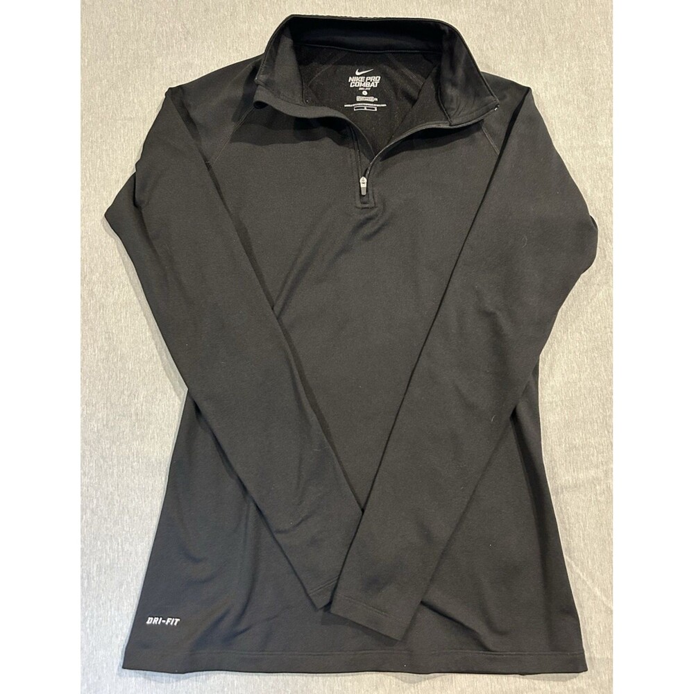 Nike Pro Combat Shirt Men's L Black 1/4 Zip Dri-Fit Pullover